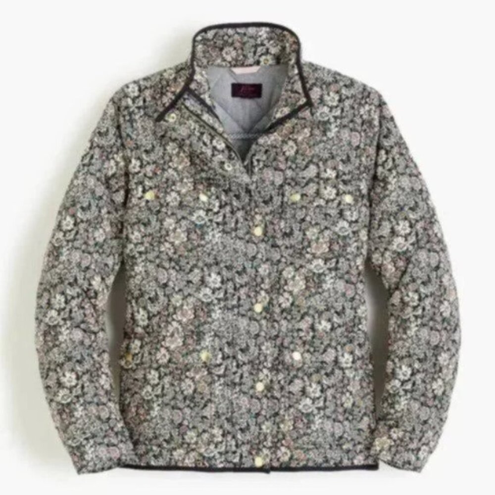 J.Crew x Liberty S Quilted Downtown Field Jacket Floral White Garden Print - Picture 1 of 12